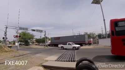 Van destroyed by train