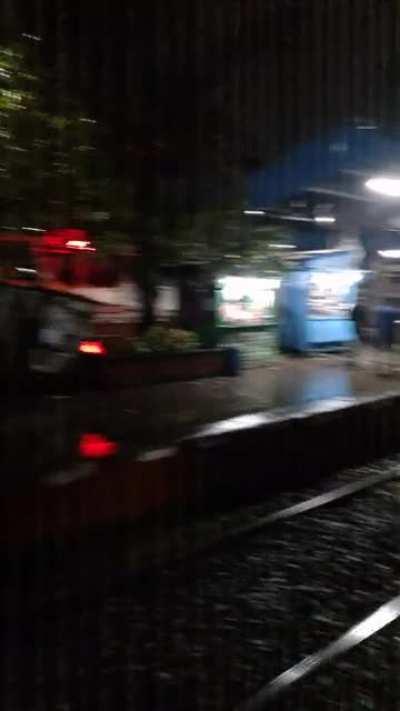 A cold & wet evening from the open doors of an Indian local train(ft. Small commuter-rail station~200 trains a day; OG video, filmed this while coming back from work)