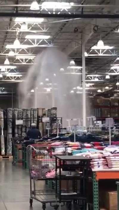 Costco sprinkler system fails and leaks over the furniture and electronics (August 4th, 2021)