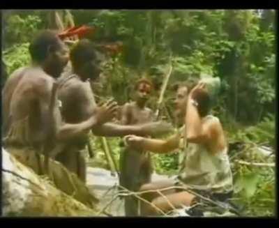 Uncontacted tribe meets white man for the first time
