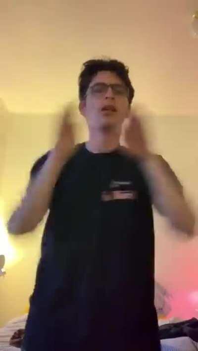 My autistic gay brother made a dancing video. Can we get 1000 likes for him?