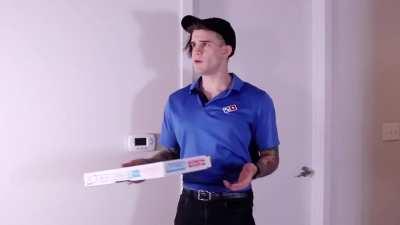 I never thought my co-worker would be wild enough to lick the Creampie out of my pussy! This pizza delivery turned into a threesome when all my coworkers showed up to the same house and no one was home