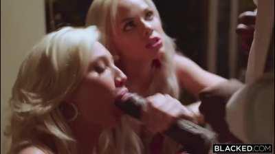 Elsa Jean and Ivy Wolfe Sucking Anton Harden's Huge Cock