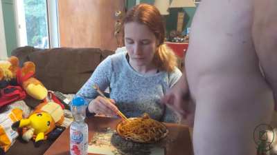 Girl dinner - Ignored cumshot