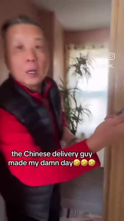 Getting a compliment from a delivery man.