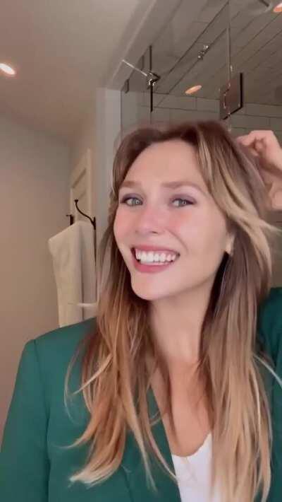 You win a private Zoom Call with Elizabeth Olsen. She immediately knows you’re a little jerk boy so she says “It’s fine. Cum for me.” and smiles as you shoot out multiple loads of cum.