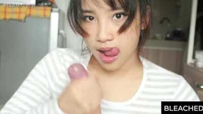 An Unbelievable Cute Asian Girl Jerks Your White Cock