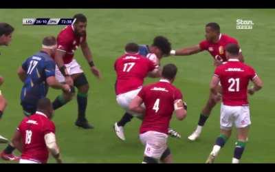 Tevita Tatafu featuring Dan Smaller in ‘Don’t come high on me mate cause I’m just going to shrug you right off’