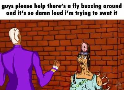 when the funny jojo character can't enjoy his brain music