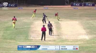 Vincent Ateak knocks back middle stump