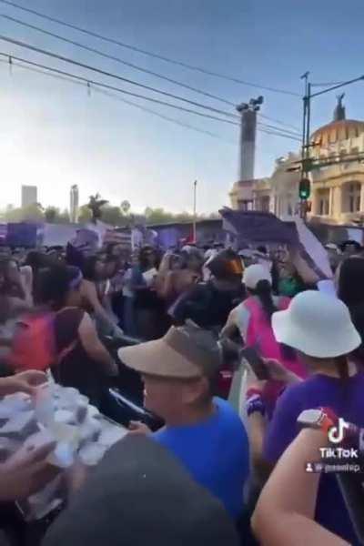 Guy goes berserk on women in the Mexico City feminist march