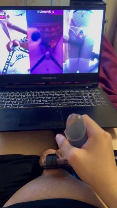 My keyholder tasked me with stroking my dildo next to my cage. It felt sooo good to finally stroke something above 3”