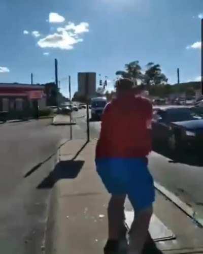 Trumpster gets knocked by a BLM supporter