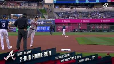 [Highlight] [Highlight] Matt Olson breaks out of a seven-strikeout slump by hitting a 2-run opposite-field homer.