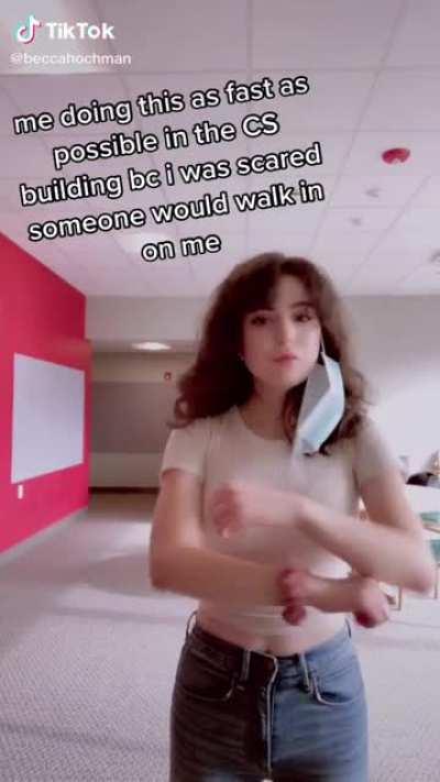 Becca rushing the dance