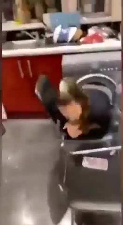She got stuck in some dryer