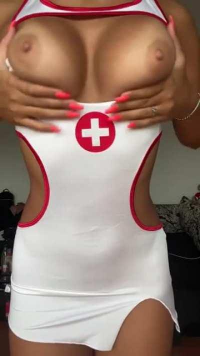 Let this hot nurse examine you with her perky tits out 😏❤