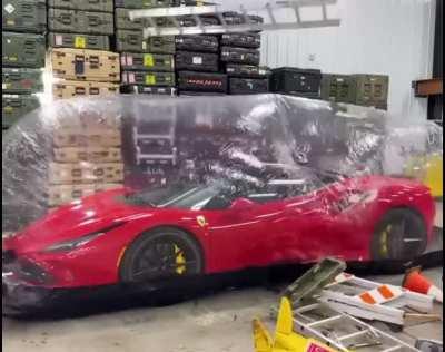 Ferrari inflatable cover stronger than you’d think.