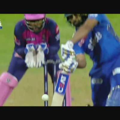 How was this given out? Ball cleary goes over the bails and falls because of Sanju's gloves.
