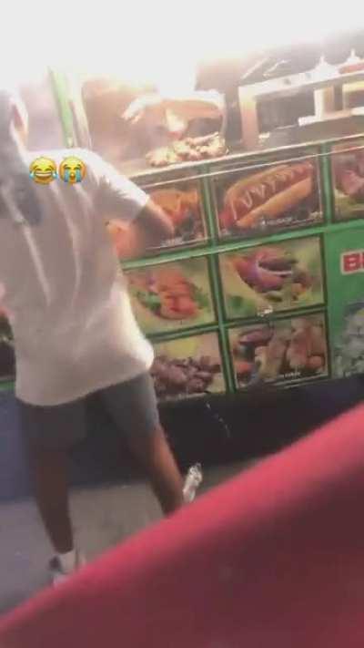 Asshole Teens Destroy Food stand (NYC, October) [Not my Vid]