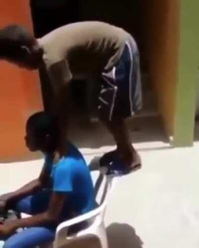 Do a back flip off a plastic chair