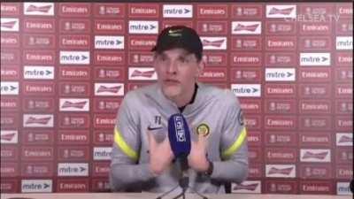 Tuchel, having repeated his comments about the horror of war and focusing on sports, finally gets exasperated by questions about Abramovich/the situation in Ukraine: 