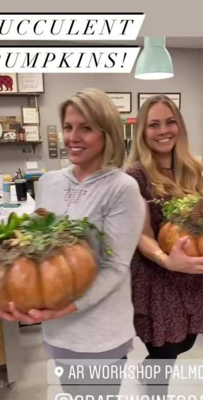 Flower Tucci and her friends showing their decorated pumpkins on Halloween 2021