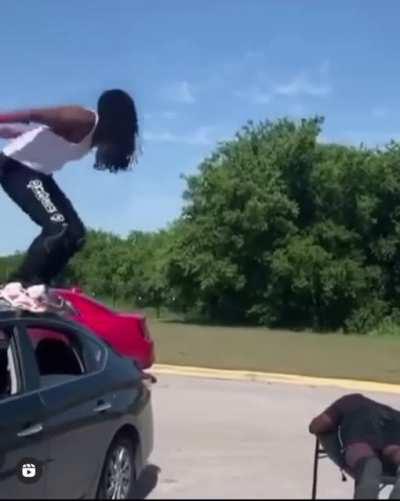 rapper Chief Keef doing WWE stunts and sticks the scorpion landing