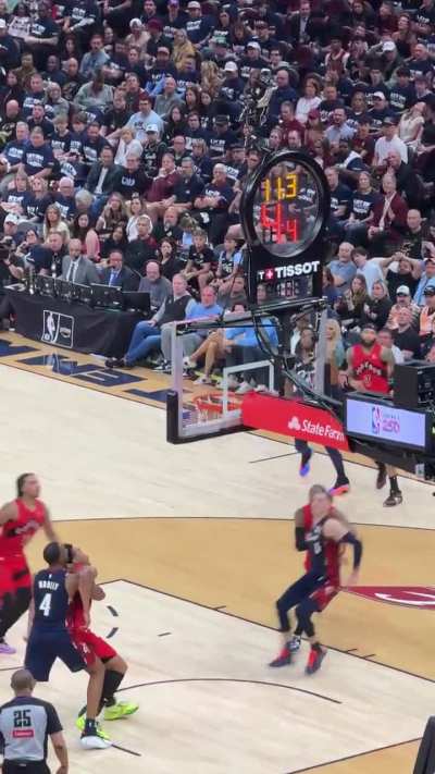 [All-Access] A view from Rocket Arena in Cleveland as Donovan Mitchell sinks his fourth 3-pointer of the day as time winds down in the 3rd quarter. The Cavaliers have a 21-point lead heading into the 4th quarter of Game 1.