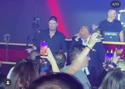 Kloppo tearing it up on the dance floor as John Barnes raps, last night 
