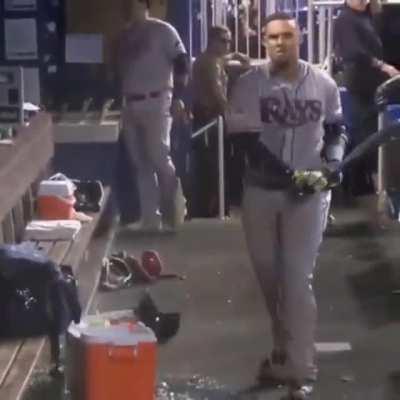 I think he hates orange objects.