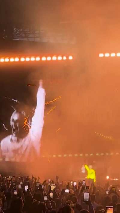 Pure joy from Mike and Emily during In The End. Sold out Wembley. Crowd electric, emotions over the roof. What a wonderful celebration.  (London, Wembley, 2025-06-28)