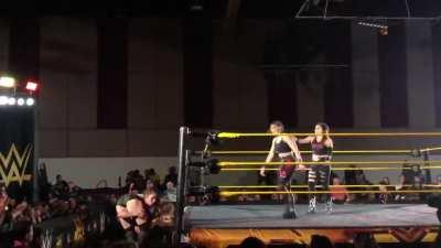 Jessamyn Duke fireman carried after defeat by her team partner Marina Shafir (other view)