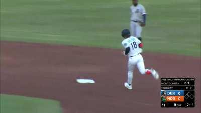 Jackson Holliday's first at-bat for Norfolk is a home run