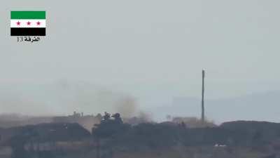 SAA tank is saved by a destroyed tree/light pole from a TOW missile - 10/7/2015