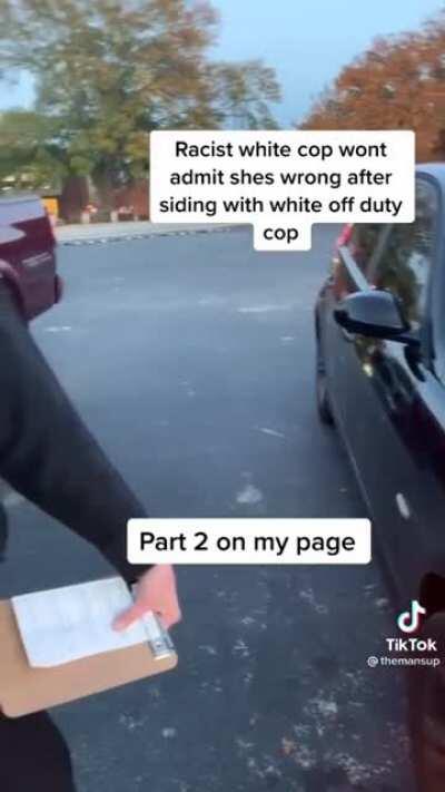 On duty officer attempts to side with off duty officer after a fender bender