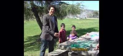 Eric Andre breaks character during bit