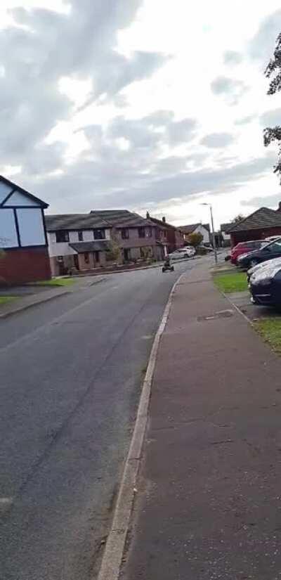 Little go kart running with no brakes