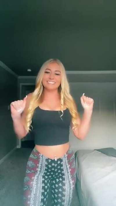 Watch her walk away at the end