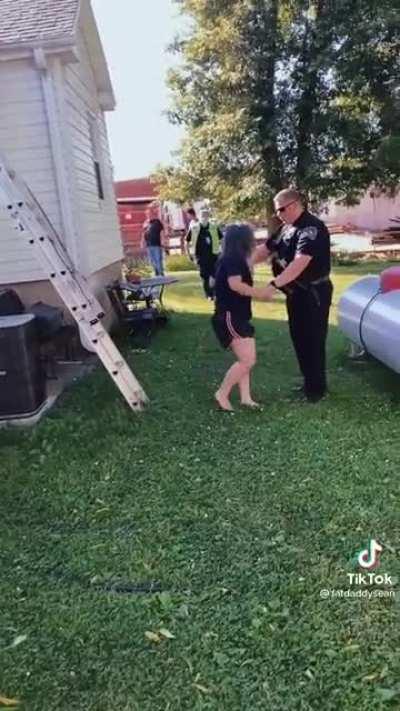 Gracefully descending the ladder before being arrested: