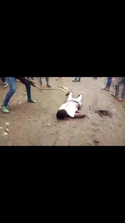 Stealing in one of African villages