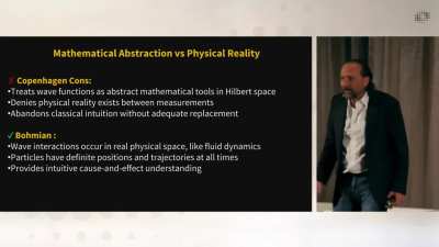 Bohmian Mechanics / Pilot Wave vs 'Copenhagen' Particle/Wave duality / etc. Space is fluid-like, there is mechanical causality. You just need it to be entirely non-locally connected / fully entangled ;)