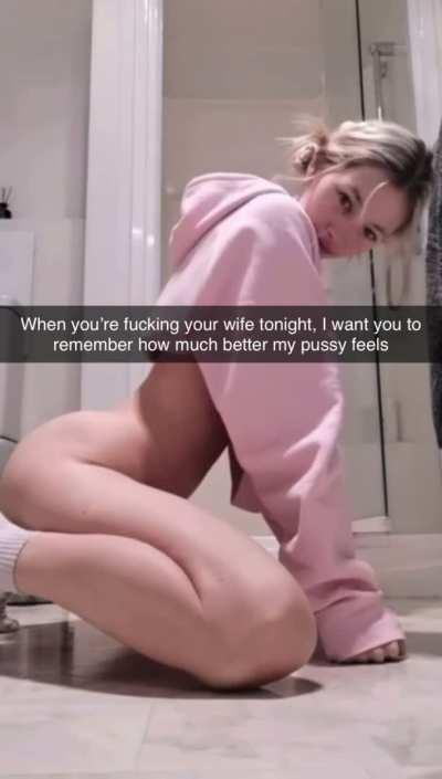 When you started fucking the babysitter behind your wife’s back, she sent you snaps like these whenever she wanted more