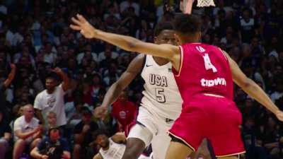 [Highlight] Joel Embiid block to Anthony Edwards fastbreak dunk captured in slow motion

