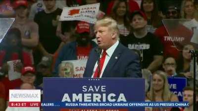 Trump tries to take credit for the Pfizer covid vaccine that was actually developed by BioNTech in Germany. But he's afraid to say the word vaccine in front of his mob of deranged MAGA lunatics.