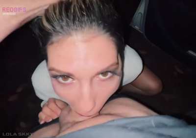 Sneaky blowjob in the parking lot