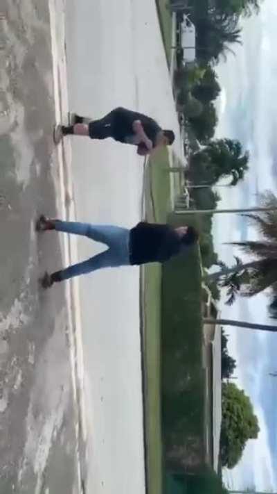 fat kid fights a kid for talking shi and threatening him on Instagram