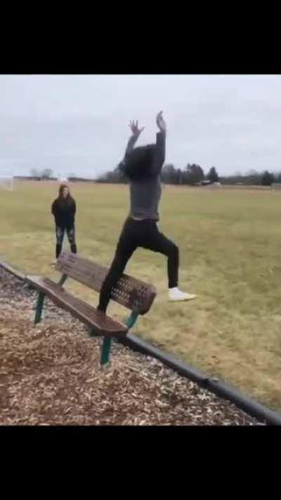 Trying to jump a park bench