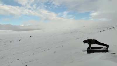 FreezingFuckingCold pushups on top of Saana fell, Kilpisjärvi Finland