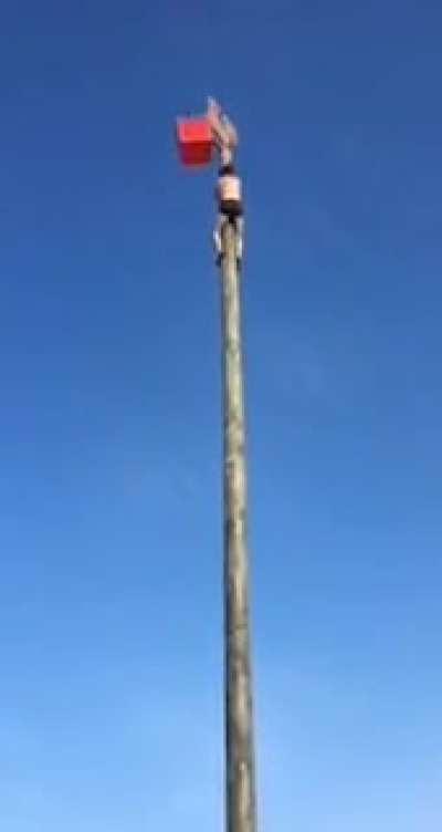 Lets climb a 100 foot pole and see what happens